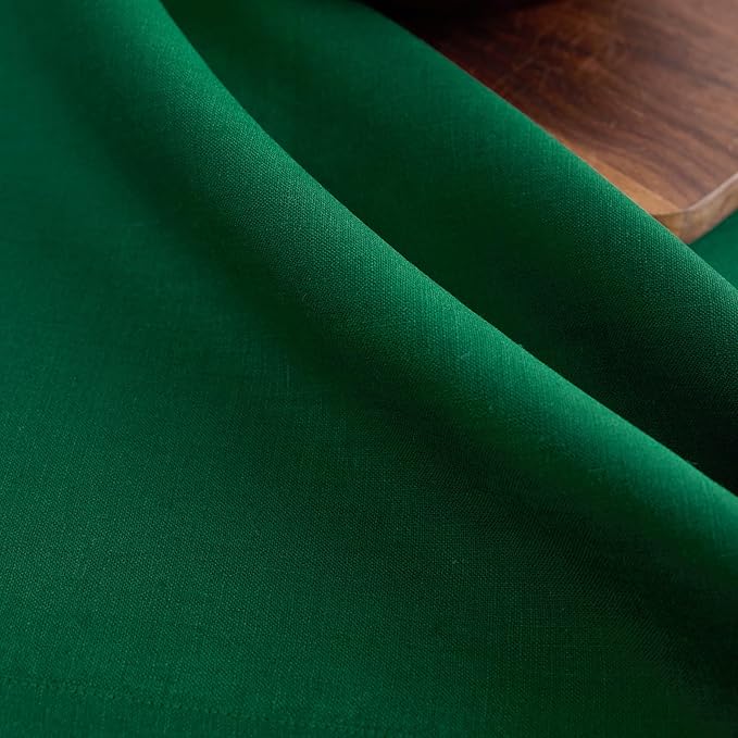 Solino Home Linen Table Runner 90 Inches Long - 100% Pure Linen Christmas Green Dining Table Runner 14 x 90 Inch - Fete