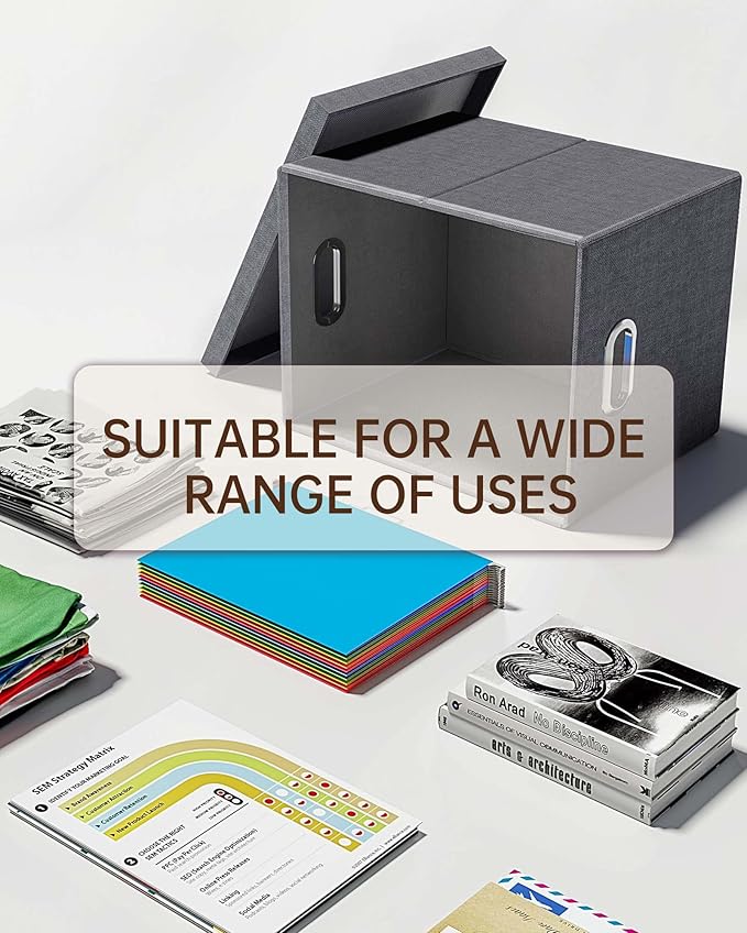 Oterri 2 Pack File Storage Organizer, Filing Box, Portable File Box with Lid, Fit for Letter/Legal File Folder Storage, Document Organizer, Dark-gray