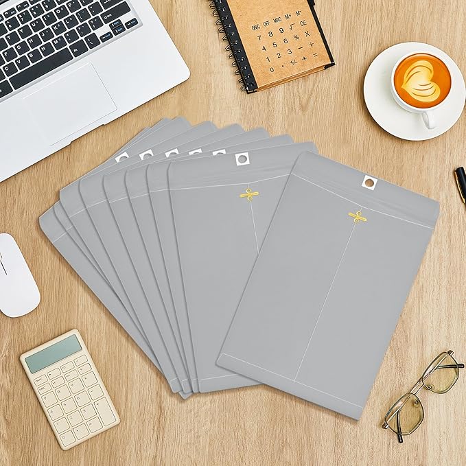 Geyee 100 Pcs Clasp Manilla Envelopes 6 x 9 Inch Gummed Colored Envelopes for Storing or Mailing for Home Office Business Supplies(Gray)