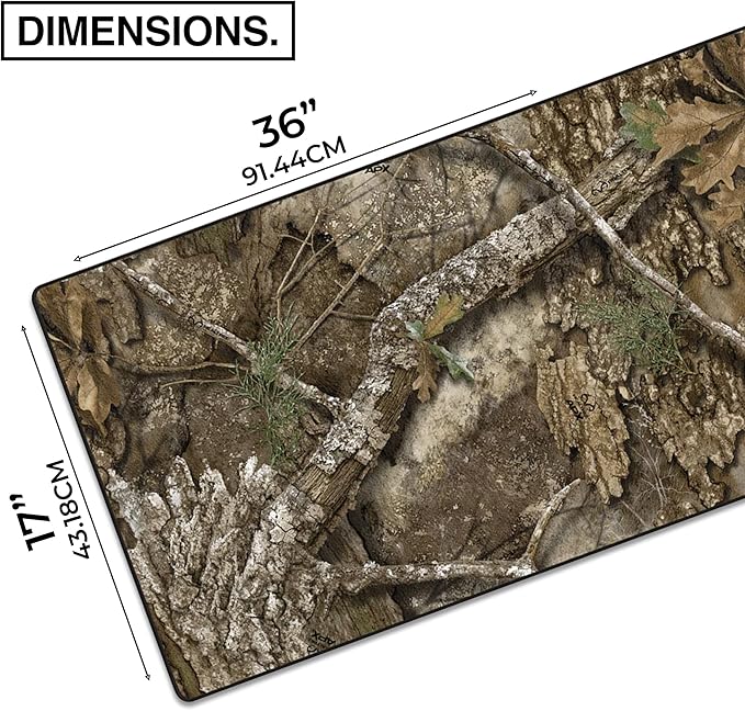 MPCO. Real Tree Large Gaming Desk Pad - 36" x 17" Duraglyde Fabric APX – Without Logo Desk Mats - Non-Slip, Washable, Smooth Glide for Precision Gaming & Work