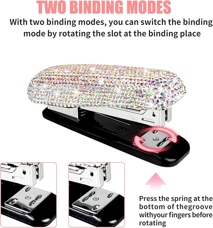 Diamond Crystal Handmade Bling Dazzling Stapler for Office, School, or Home (AB Color)
