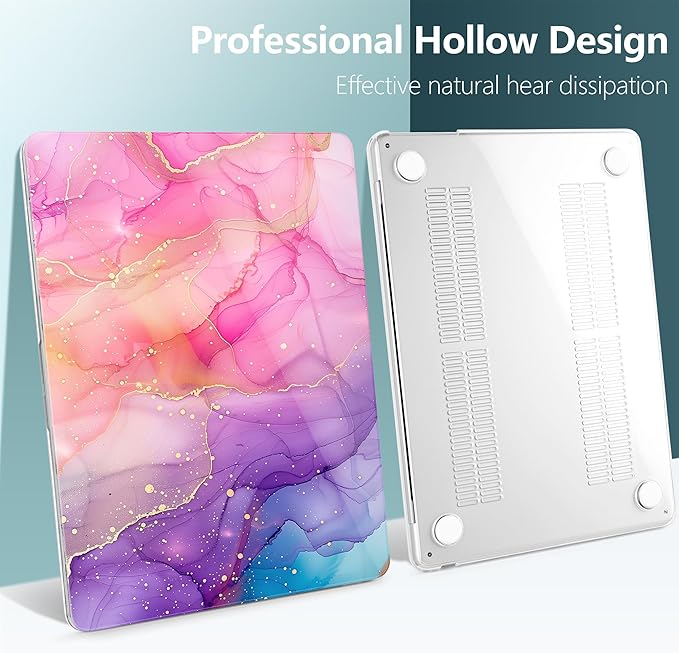 DONGKE Compatible with M4 MacBook Air 15 inch Case 2025-2023 A3241 A3114 A2941 M3 M2 Retina Display Touch ID, Plastic Hard Case & Keyboard Skin for MacBook Air 15" - Marble Ink