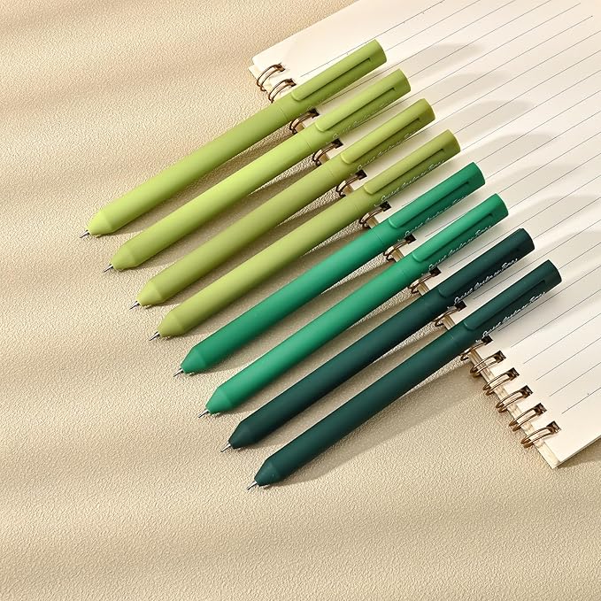 BAYTORY 8Pcs Colored Gel Pens, 0.5mm Fine Point Multicolored Ink Pen, Colorful Pens Smooth Writing for Note Taking and Marking Supplies (Green)