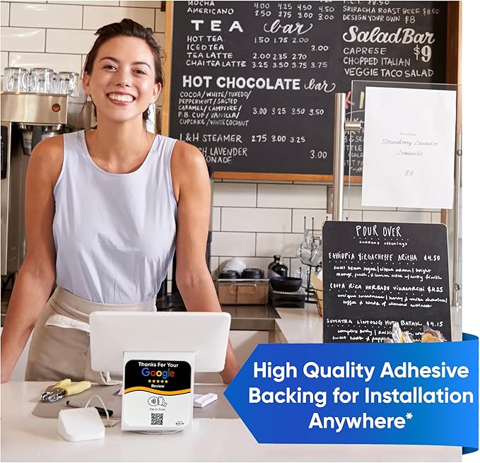 NFC Tap Plate (1-Pack) by Review Highway - Compatible with Google Reviews - NFC Tap & QR Scan for Instant Reviews - Boost SEO - iPhone/Android Compatible - Reusable and Zappy Fast (1 Plate)