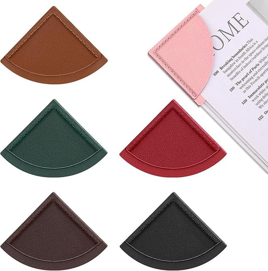 Leather Fan-Shaped Bookmarks, 6 Pcs Fan-Shaped Page Book Marks for Women Book Accessories for Teachers Students School Office Home Supplies