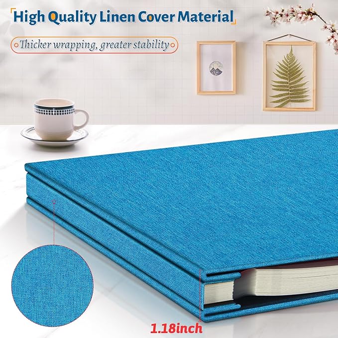 Photo Album Self Adhesive Scrapbook,Large Photo Book for 4x6,5x7,8x10 Pictures,DIY Album for Baby Wedding Family Travel Birthday,with Metallic Pen and Scraper