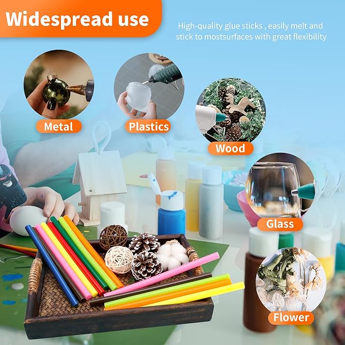 MATUFF Brown hot Glue Stick Full Size 0.43” Dia x 8” Long, 52 pcs Hot melt Adhesive Glue Sticks, Colored Glue Gun Sticks for Christmas Decoration DIY Crafts Arts School Home Gluing Project