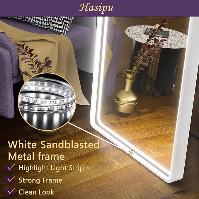 Hasipu 65" x 22" Led Mirror Full Length, Full Body Mirror with Lights, Arch Design, Wall Mounted, Modern Style