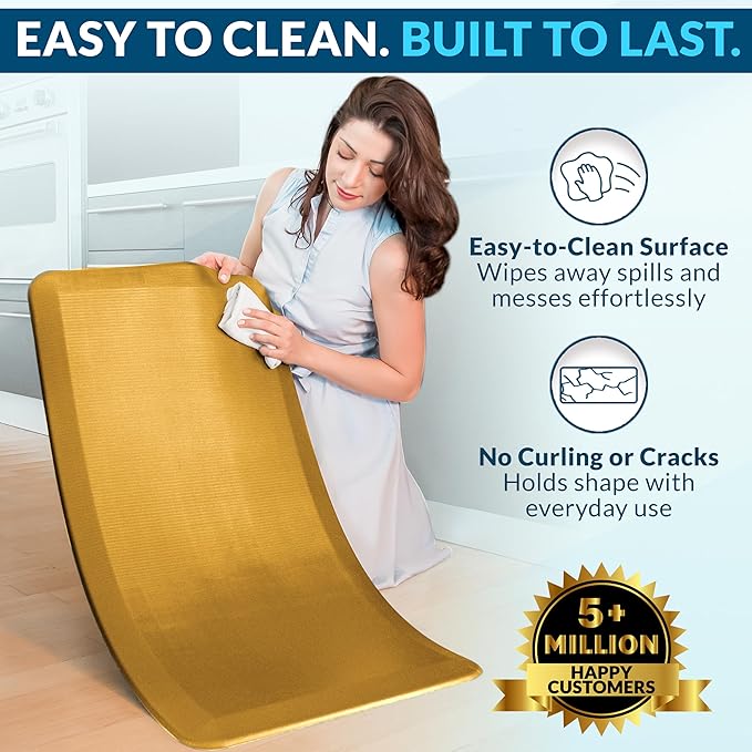 ComfiLife Anti Fatigue Floor Mat – 3/4 Inch Thick Kitchen Mats for Floor, Standing Desk Mat, Kitchen Rug – Comfort at Home, Office – Durable – Stain Resistant – Non-Slip Bottom (20" x 39", Mustard)