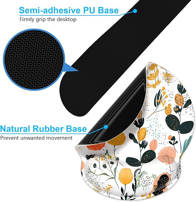 Dapesuom Keyboard Wrist Rest and Mouse Pad with Wrist Support, Memory Foam Cushion for Keyboard and Mouse Set, Ergonomic Desktop Pad Rests with Non Slip Base for Easy Typing & Pain Relief, Cute Herbs