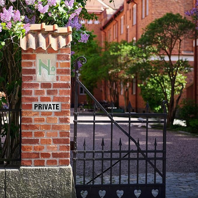 Private Sign Aluminum Silver 9 x 3 Inches Self-Adhesive Waterproof Metal Door Wall Sign for Business Offices 4 Pack