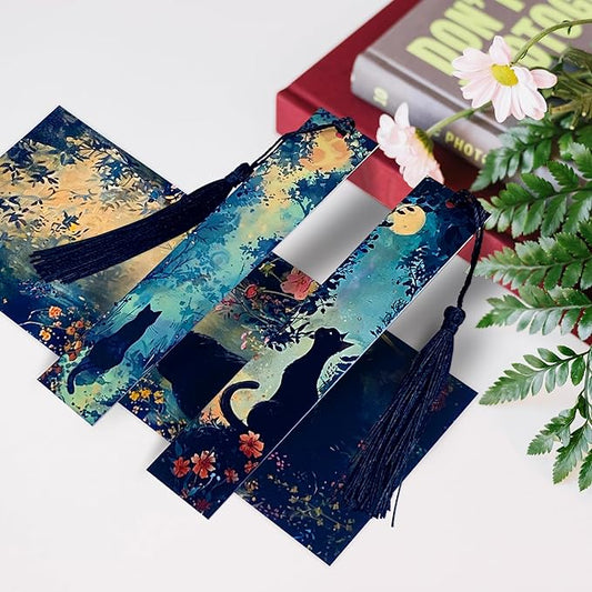 Metal Bookmark Black Cat Bookmarks for Women Men Book Lovers Book Mark Set of 2 with Tassel Reading Book Accessories Book Marks for Reading Women Men Book Lovers Gifts