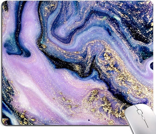 Mouse Pad, Purple Navy Gold Marble Mouse Pad, Premium-Textured Marbling Mouse Mat Square Waterproof Non-Slip Rubber Base Computer Mousepads for Office Laptop Desk