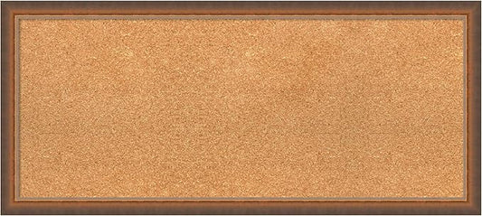 Amanti Art Natural Cork Board for Wall, 16x36 Vision Board with Bronze Frame, Medium Corkboard Office Decor for Home Organization, Modern Corkboard Pinboard to Display Items for Home Organization in