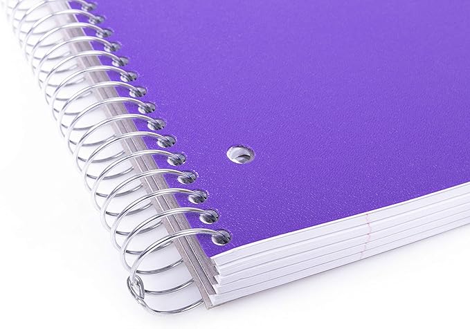 Mintra Office Durable Spiral Notebooks, 5 Subject (Purple, College Ruled 1pk)