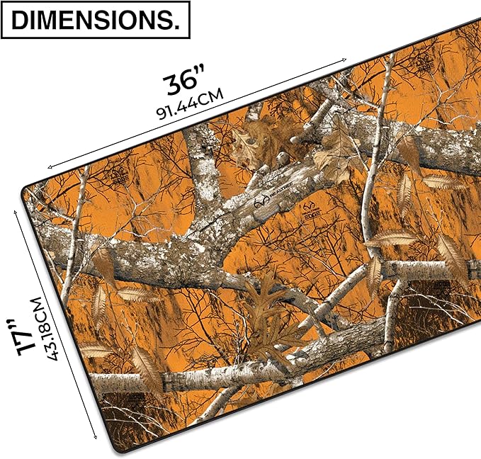 MPCO. Real Tree Large Gaming Desk Pad - 36" x 17" Aeroglyde Fabric Edge Orange – Without Logo Desk Mats - Non-Slip, Washable, Smooth Glide for Precision Gaming & Work