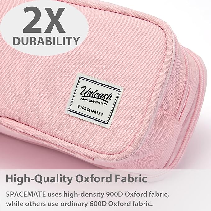 Pencil Case Pouch Box Bag School Supplies Girls Boys Kids, Cute Preppy Stuff Big Capacity Aesthetic Pen Organizer, Back to College Stationary, Pink, Extra Large Style, 2300ml