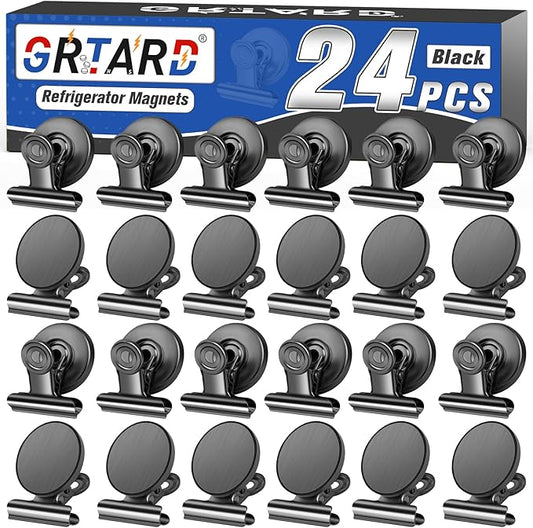 Grtard 48 Pack Magnetic Clips Heavy Duty, Magnet Clips for Fridge, Refrigerator Magnets with Clips, No-Scratch Strong Magnetic Clips for Refrigerator, Whiteboard, Cruise Cabins, Locker(Black)