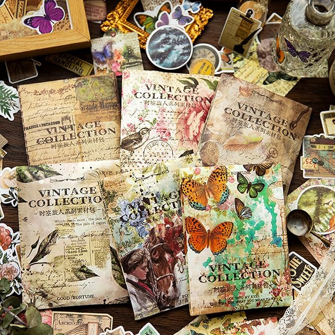 200PCS Vintage Scrapbooking Supplies Pack, Aesthetic Scrapbook Sticker Paper Art Journaling Kit for Bullet Junk Journals,Planner,Cottagecore Decor Gifts (Magic)