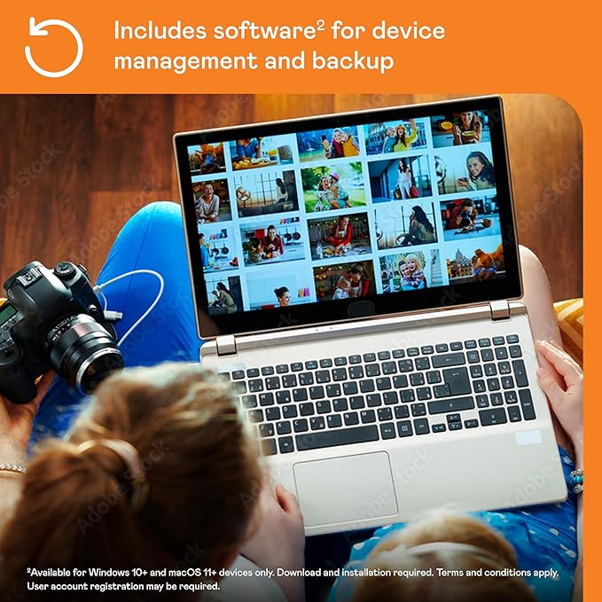 WD 4TB My Passport Portable Hard Drive, Works with USB-C and USB-A, Windows PC, Mac, Chromebook, Gaming Consoles, and Mobile Devices, Backup Software and Password Protection - WDBRMD0040BGY-WESN