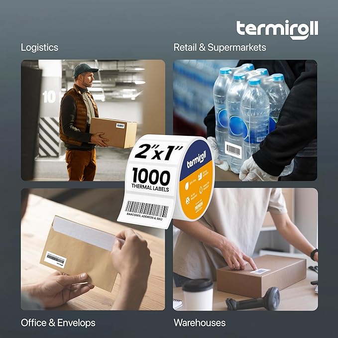 2"x1" Direct Thermal Label Stickers for Shipping, Barcode & Address Use, 1000 Labels/Roll, Compatible with Rollo, Zebra, iDPRT, Munbyn & More, Strong Adhesive, BPA-Free, for Small and Medium Business
