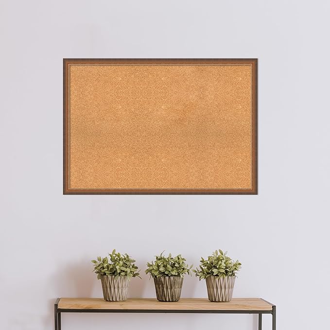 Amanti Art Natural Cork Board for Wall, 28x40 Vision Board with Bronze Frame, Large Corkboard Office Decor for Home Organization, Modern Corkboard Pinboard to Display Items for Home Organization in
