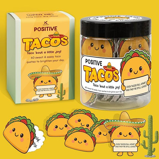 Positive Taco Birthday Christmas Gifts for Women Men Thanksgiving Basket Stocking Stuffers Teen Girls Son Mom Dad Daughter Sister Friend Coworkers Teachers Relaxation Gift Desk Decor Emotional Support