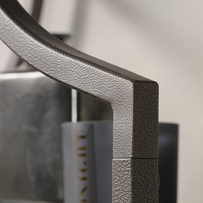 Sauder International Lux Book Shelf 5 Tier Modern Metal Multipurpose Bookcase with Glass Shelving, in a Bronze Finish