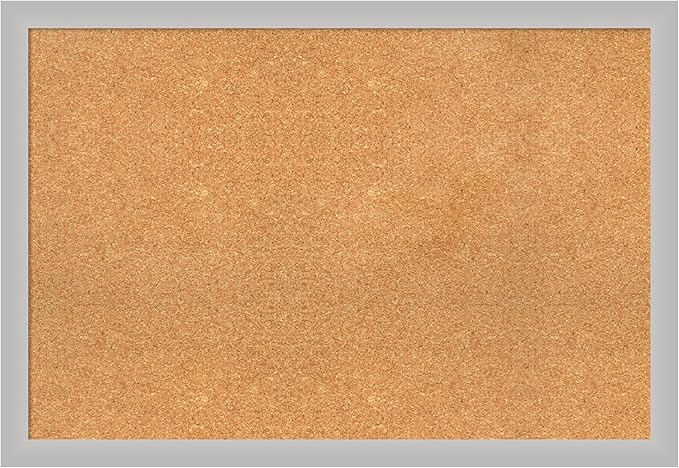 Amanti Art Natural Cork Board for Wall, 27x39 Vision Board with Silver Wood Frame, Large Corkboard Office Decor for Home Organization, Modern Contemporary Corkboard Pinboard to display items for home