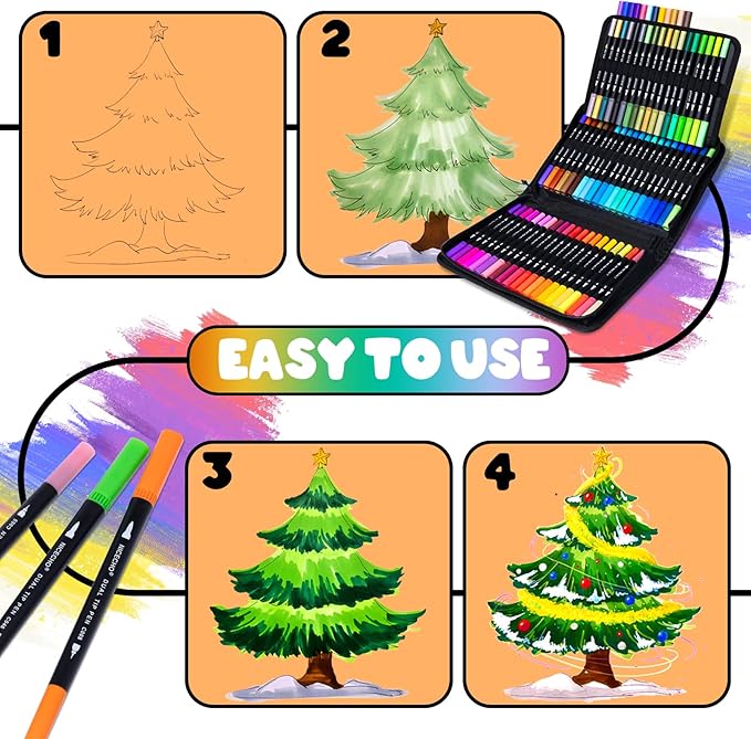 Nicecho 72 Colors Dual Tip Art Markers Pens for Adult Coloring Books, Brush and Fine Tip Coloring Marker for Drawing Journaling Note Taking Lettering