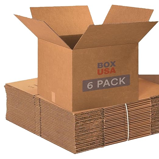 BOX USA Moving Boxes Large 20"L x 20"W x 15"H 6-Pack - Corrugated Cardboard Box for Shipping, Mailing, Packing, Packaging and Storage