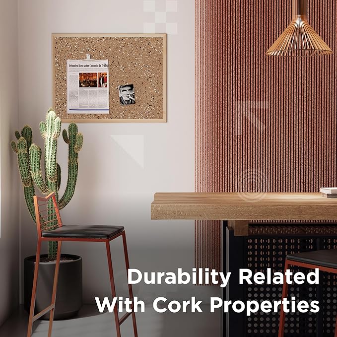 Go4Cork Framed Cork Bulletin Board - 23.6”x 15.7” | Premium Double-Sided Pine Frame Eco Cork Memoboard | Office, Home & Classroom Organization Decor | Pushpins & Set Up Accessories Included