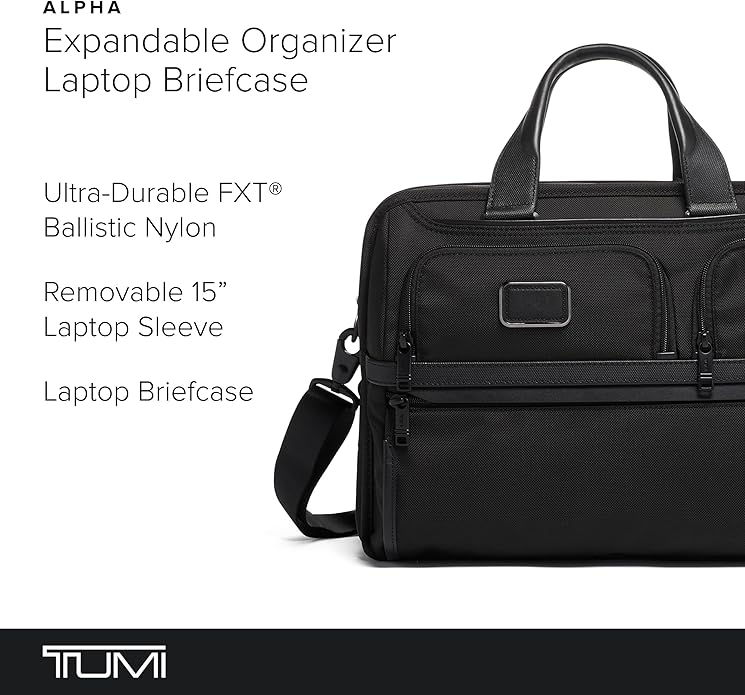 TUMI Alpha Expandable Organizer Laptop Briefcase - 15-Inch Laptop Briefcase Organizer for Men & Women - Travel Laptop Bag