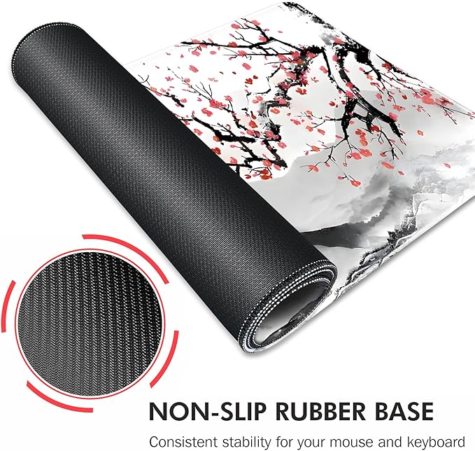 Galdas Gaming Mouse Mat Forest Background Pattern XXL XL Large Mouse Mat Long Extended Mouse Pad Desk Mat Non-Slip Rubber Mice Pads Stitched Edges Thin Pad (Ink and Wash)