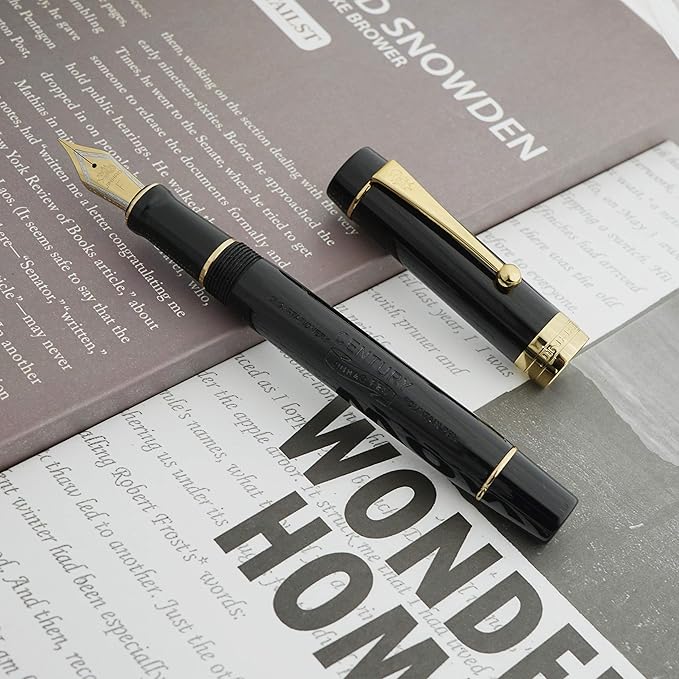 Jinhao 100 Fountain Pen Celluloid Classic Style, #6 Nib Smooth Writing Instrument with Refillable Converter and Pen Case Set