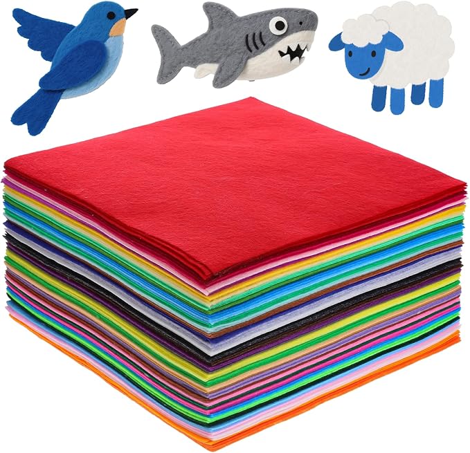 120 Pcs 12 x 12 Inch Felt Sheets for Craft Assorted Color Squares Fabric Sheets for DIY Crafts Sewing Patchwork