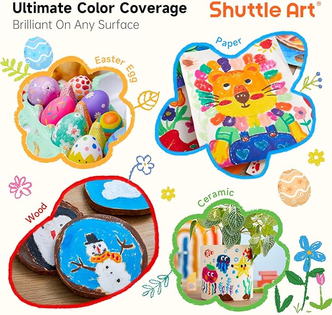 Shuttle Art Tempera Paint Sticks - 30 Solid Colours - Quick Drying - Works Great on Paper, Wood, Glass, Ceramic, Canvas