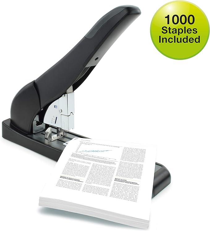 Rapesco 1551 ECO Extra Heavy-Duty Stapler with 1000 Staples, Type 923/15mm Heavy-Duty Staples (9/16"), 210 Sheets Capacity, Front Loading, HD-210, Uses Type 923 HD from 3/8" to 15/16", Black