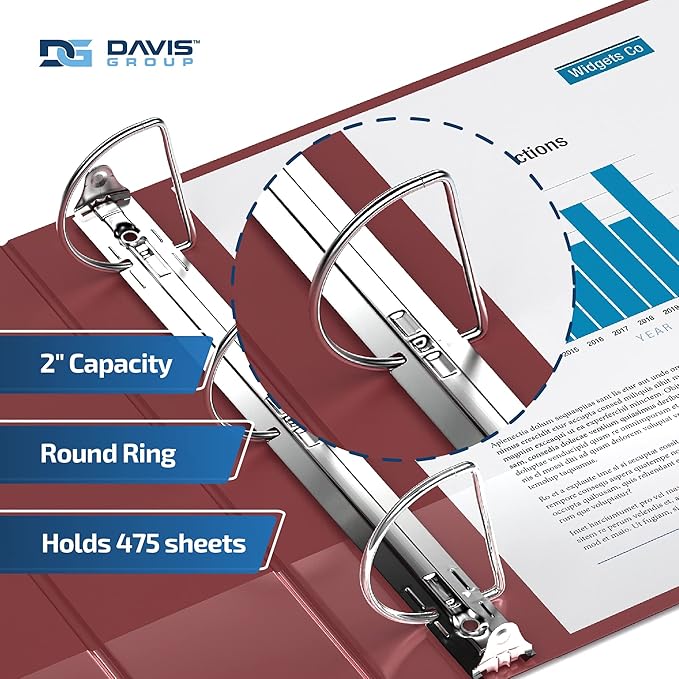 Premium Economy 6-Pack 3-Ring Binders for School or Office, D-Ring Binders, 2 Inch, Burgundy