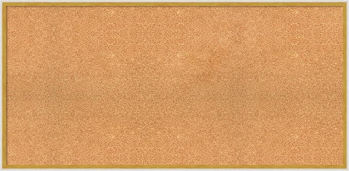 Amanti Art Natural Cork Board for Wall, 23x47 Vision Board with White Frame, Oversize Corkboard Office Decor for Home Organization, Modern Corkboard Pinboard to Display Items for Home Organization in