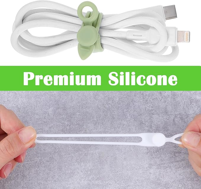 35 Pcs Silicone Cable Straps Cord Organizer for Bundling Earphone Phone Charger Computer Cords Reusable Multipurpose Cable Ties Wire Organizer in Home Office Kitchen School