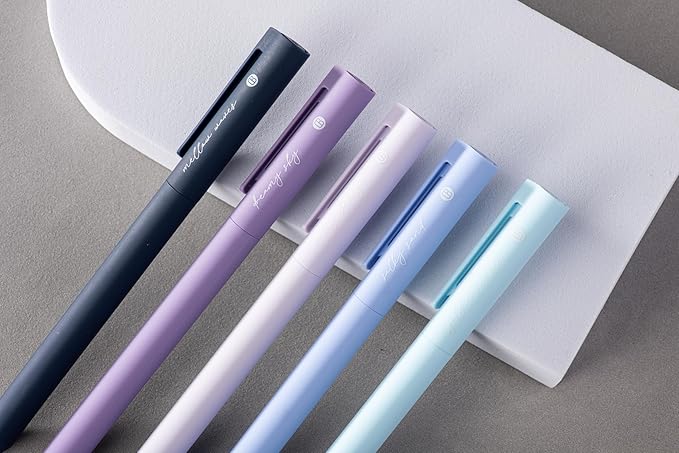 DIVERSEBEE Gel Ink Pens Assorted Colors, 0.5 mm Fine Point, Bible Pens No Bleed Through with Cute Fine Tip, Bible Study Journaling Supplies Set, 5 Pack (Blue)