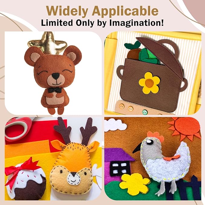 12 Rolls 8"x35"(20.5x90cm) 1.4mm Thick Soft Felt Fabric Sheet 12 Assorted Brown Tone Series Colors Felt Pack for DIY Craft Sewing Squares Nonwoven Patchwork