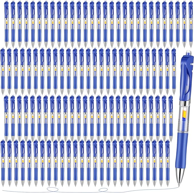 Spakon 200 Pieces Gel Pens Bulk Retractable Ink Ballpoint Pen Bulk Rolling Ball Medium Point 0.5mm Ballpoints with Soft Grip for Journal Writing Office Home(Blue)