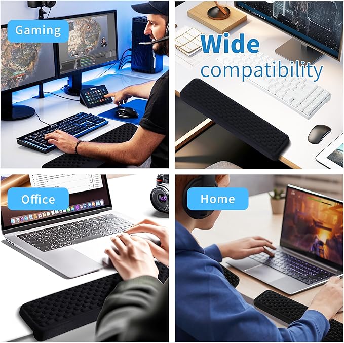 MEKASS L-Shaped Desk Wrist Rest Elbow, Forearm & Wrist Comfort Support for Table or Desk Edge, Non-Slip, Memory Foam Padding 2-Piece Set (Oval Black