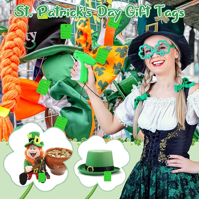 Chumia 3576 Pcs Stitch Tag Gun for Clothes, Quick Clothing Fixer, Tagging Gun with 3000 Barbs, 5 Needles and 100 Price Tags, Sewing Kit for Retail Stores, Garage Yard Sales(Light Green)