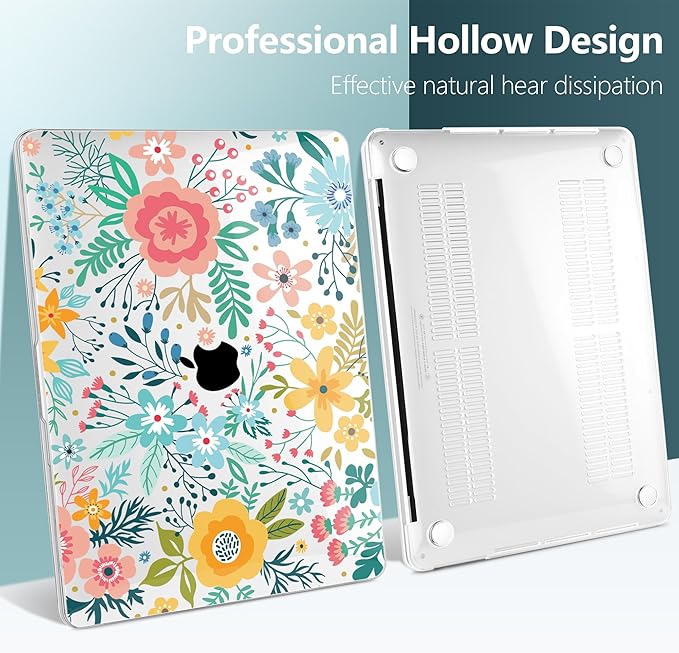 TWOLSKOO Compatible with MacBook Pro 13 inch Case 2023-2016 A2338 M2/M1 A2251 A2289 A2159 A1989 A1706, Plastic Hard Shell Cover & Keyboard Skin & Screen Protector, Abstract Flower