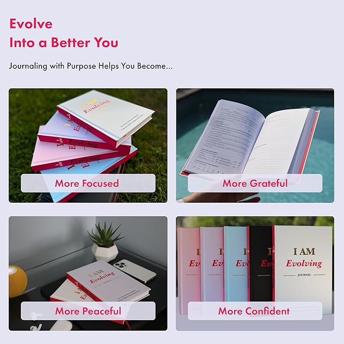 iAmEvolving Journal – Guided Gratitude & Goal Planner with Habit Tracker, Mindfulness Prompts & Daily Reflection | Undated 6-Month Self-Care & Wellness Notebook for Personal Growth (Lavender)