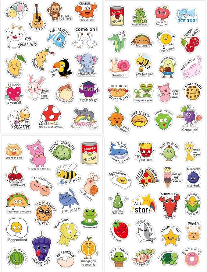 Punny Teacher Prize Stickers for Student, 464pcs Motivational Reward Sticker for Kids Fun, Classroom Must Have Essential for Teacher Elementary, Home School Supplies, Encouraging Incentives Stickers