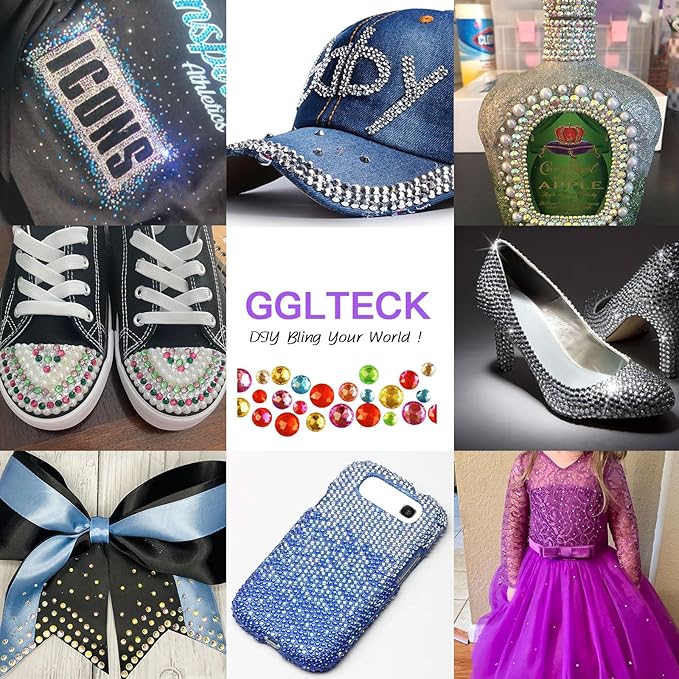 GLTECK Hotfix Applicator, Bedazzler Kit with 5784 PCS Rhinestones for Crafts, DIY Hot Fix Rhinestone Applicator Wand Setter Tool with 7 Tips, 6 Pattern Templates, Gloves, Tweezers & Cleaning Brush